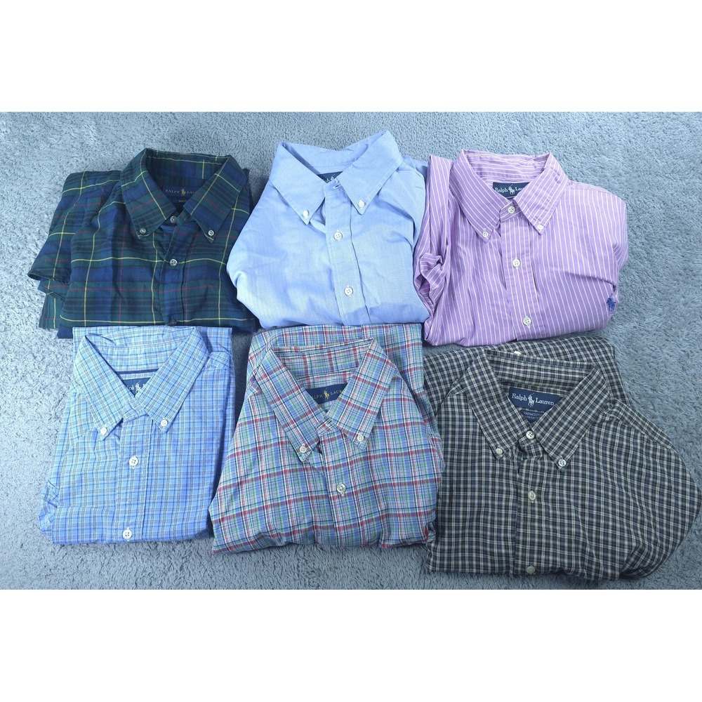 Ralph Lauren Shirt Mens Large Blue Plaid Long Sleeve Button Up Classic Fit